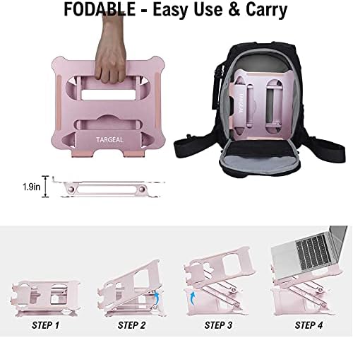 Adjustable Laptop Riser, Multi-Angle Stand with Heat-Vent for Mac, Notebook, Lenovo KT1-Rose