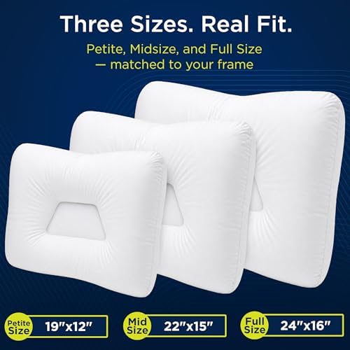 Next-GEN Premium Neck & Cervical Pillow – Fiber Fill Orthopedic Contour for Neck Pain Relief – Dual Cervical Roll for Back & Side Sleepers – Latex Free – Petite 19"x12"