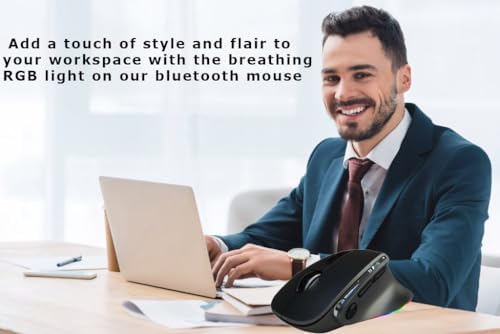 Ergonomic Mouse Jiggler, Large Middle Hands Dual Mode(Bluetooth+USB)Rechargeable Vertical Carpal Tunnel Bluetooth Wireless Mouse for PC/Laptop/Computer/Desktop/Tablet/ipad/Macbook Office Work Gift