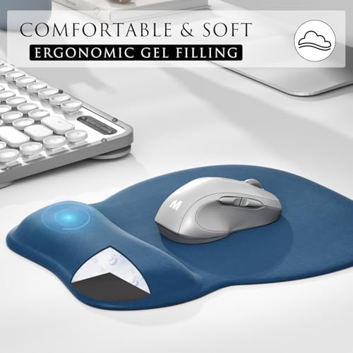 MROCO Ergonomic Mouse Pad with Gel Wrist Rest, 9.4 x 8.1 in, Navy Blue