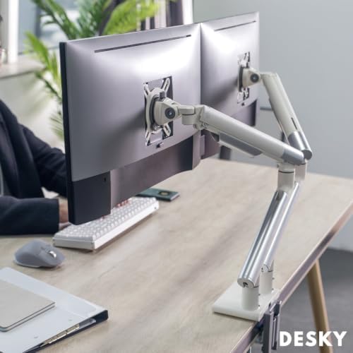 Desky Dual Slim Aluminium Monitor Arm White