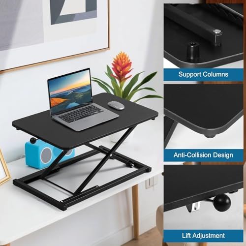 Height Adjustable Standing Desk Black Converter Keyboard Riser 23.6 Inch
