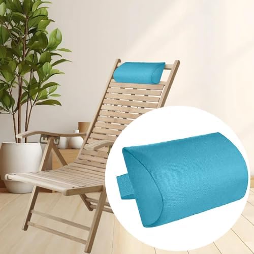 Head Pillow Recliner Headrest Pillow Portable with Strap Neck Cushion for Armchairs Folding Chairs Beach Chairs, Lake Blue