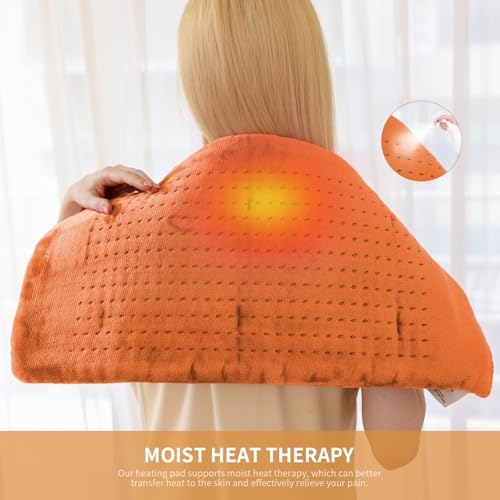 Massaging Weighted Heating Pad for Back Pain Relief,20"×24",Pumpkin Yellow