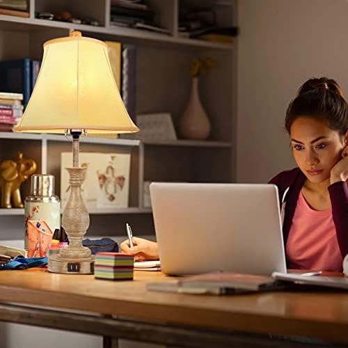LALISU Farmhouse Table Lamp Touch Control 3-Way Table Lamp with USB Charge