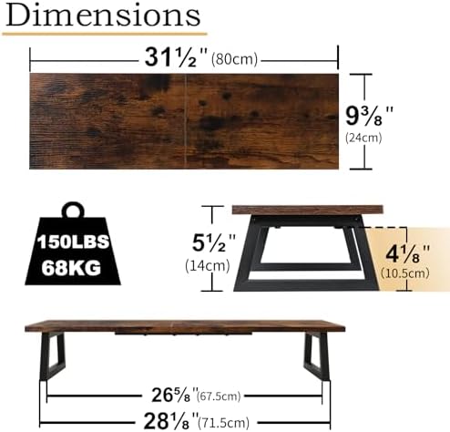 TEAMIX 31.5 inch Dual Monitor Stand Riser, TV Riser, Wood Desk Organizer