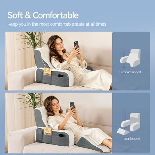 Kayfia Reading Pillow, Gel Memory Foam Back Rest Pillow, 19", White