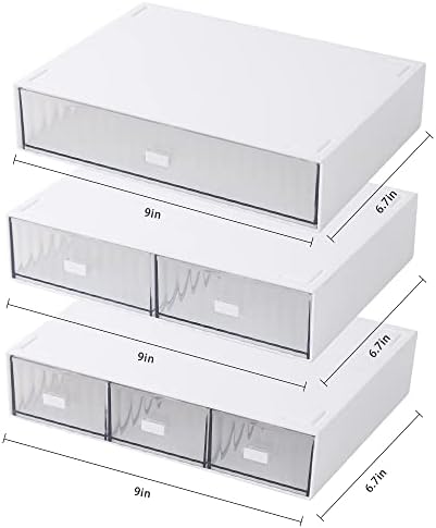 Desk Organizer Stackable Storage with 6 Drawers Stackable Drawers for Desk Storage, Makeup Storage Accessories, Desktop Accessories with Drawers, White