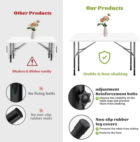 8-Pack Folding Table Leg Extenders, 4-Level Adjustable Height Table Risers