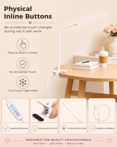 Nail Light for Desk, Clip On Clamp Table Puzzle Craft Lash Tech Lamp