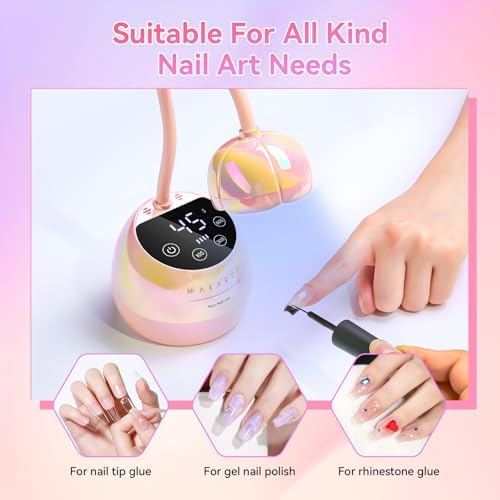 Makartt Cordless Gooseneck UV Nail Lamp for Gel-X Nails, Home DIY Use