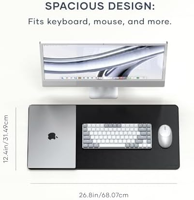 Satechi Vegan-Leather Desk Mat, Scratch and Water Resistant, Black
