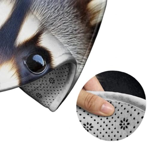 Fashion Round Area Rug Large Non Slip Carpet Unisex Home Decor Mat Animal Print Raccoon