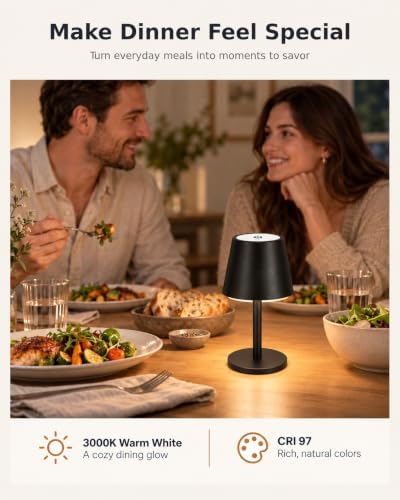 Cordless Table Lamp, 5000mAh Rechargeable, Adjustable 8.8"-20"