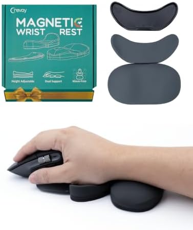 Height-Adjustable Mouse Wrist Rest, Magnetic Palm & Wrist Gliding Support