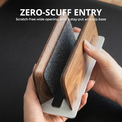 muso wood Walnut Single Slot Vertical Laptop Stand with Adjustable Dock