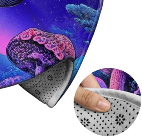 Highly Premium Quality Floor Mat, Office Chair Decor Mat, Room Sofa Yoga Soft Round Carpet Magic Mushroom Mushrooms Scenery, 24inch