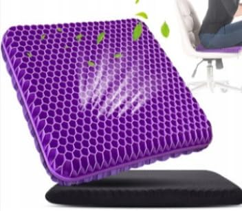 holie 100% Gel Seat Cushion - Extra Thick - Honeycomb Gel seat Cushion (Purple(42 * 36 * 3.5cm),X2Pcs)