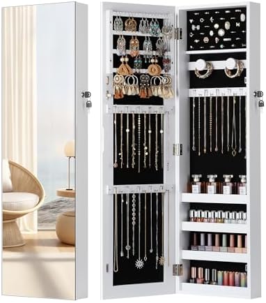 Nicetree Hanging Jewelry Cabinet, Jewelry Organizers and Storage, White