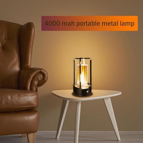 Rechargeable Table Lamp, 4000mAh Battery-Operated Cordless (Black-2)