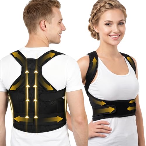 Adjustable Posture Corrector Back Brace for Men Women, Upgraded Flexible Full Back Support Brace, Breathable Invisible Back Straightener for Posture Improving and Pain Relief,Neck,Shoulder,Waist Pain (M)