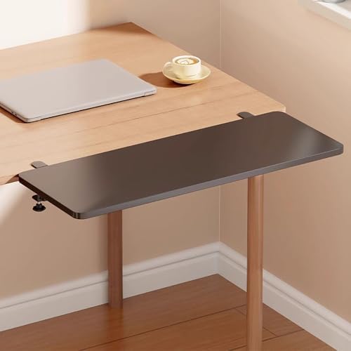 Desk Extender Tray, Punch-Free Clamp on 90° Foldable Keyboard Drawer Tray, Table Mount Armrest Shelf, Computer Elbow Arm Support (Black, 6.9"*9.8"*0.5"/17.5cm*25cm*1.2cm)