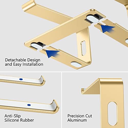 BESIGN LS03 Aluminum Laptop Stand, Ergonomic Detachable Computer Stand, Notebook Riser, Laptop Mount Compatible with Air, Pro, Dell, HP, Lenovo More 10-15.6" Laptops, Gold