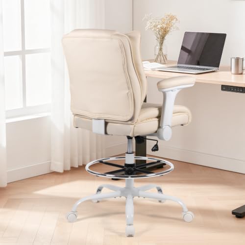 Drafting Chair Pu Leather Tall Office Chair for Standing Desk with Footrest