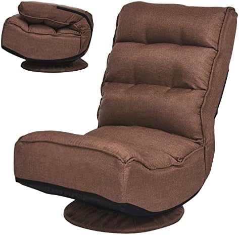 COSTWAY Folding Floor Chair, Adjustable 5-Position Swivel Gaming Chair