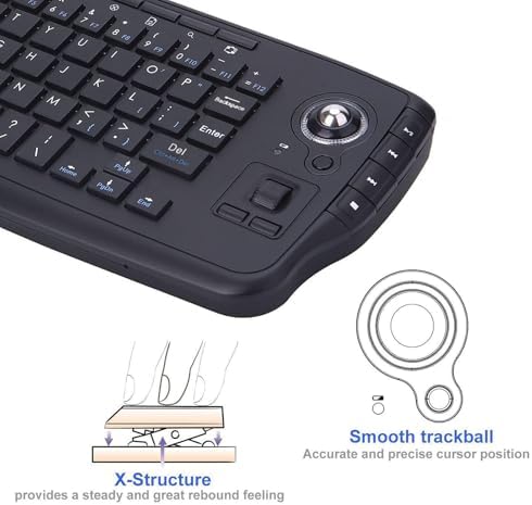 GOWENIC 2.4G Wireless Keyboard with Trackball Mouse Scroll Wheel