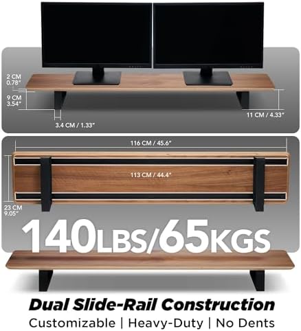 ULTRARM Moodular Wooden Monitor Stand Desk Organizer, Large 45.6" Walnut