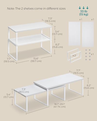 SONGMICS Cabinet Organizer Shelf, Set of 4 Spice Rack, Kitchen Storage