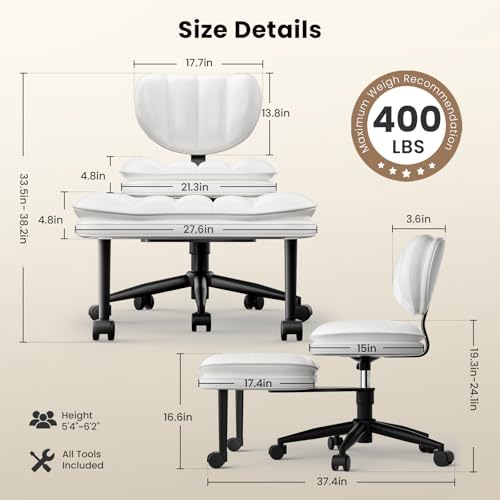 Cross Legged Office Chair, Ergonomic Cloud Criss Cross Desk Chair, Meditation Chair with Wheels, Height Adjustable Seat for ADHD, Wide Kneeling Chair with Back Support