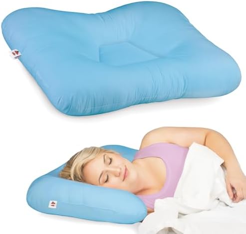 Tri-Core Ergonomic Cervical Pillow for Neck Pain Relief Full Size Firm Blue