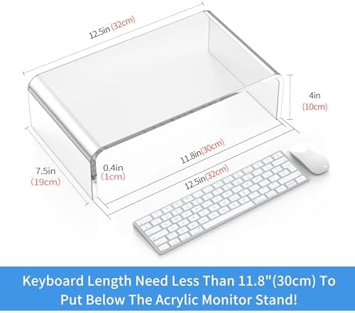 Acrylic Monitor Stand Riser Clear Laptop Stand Riser L12.5 xW7.5 xH4