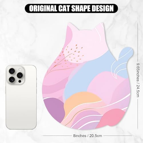 Funny Mouse Pad Cute Cat Shape Office Desk Accessories Decor for Women 9.65 x 8 Inch Small Mousepad with Non-Slip Rubber Base Washable Waterproof, Pink Abstract Art