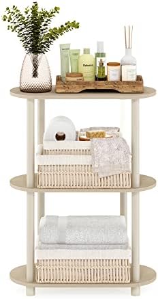 Furinno Turn-N-Tube Toolless 3-Tier Oval Display Shelf, Bauhaus Oak