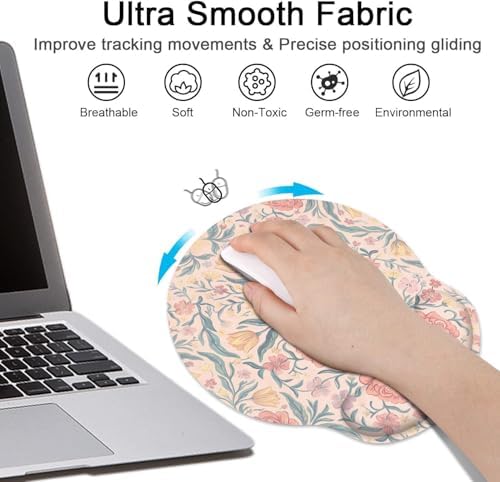 Britimes Ergonomic Mouse Pad Set with Wrist Rest, Floral Boho