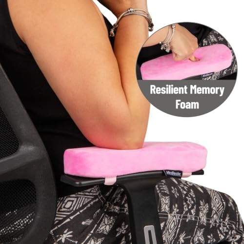 Mind Reader Air-Cloud Memory Foam Armrest Pads, Office & Gaming Chair Arm Rests, Elbow Support with Washable Cover, Black