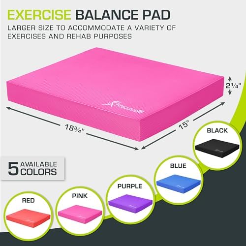ProsourceFit Exercise Balance Pad, Non-Slip Cushioned Foam Mat & Knee Pad for Fitness and Stability Training, Yoga, Physical Therapy