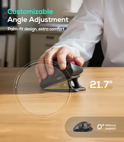 Nulea Wireless Trackball Mouse Ergonomic 21.7 Tilt Stand Thumb Control