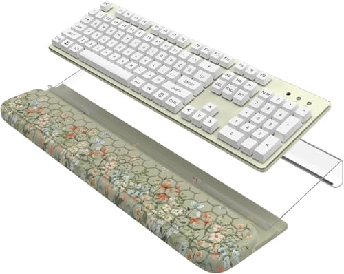 HAOCOO Computer Keyboard Stand, Wrist Rest with 3-Level Height Adjustment, Acrylic Keyboard Holder for Comfortable Typing, Tilted Keyboard Rest, Desk Wrist Pad for Office, Home