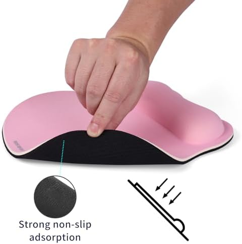 TIDALSOIL Ergonomic Mouse Pad with Memory Foam Wrist Support, Pink