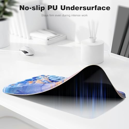 Ospelelf Mouse Pad with Wrist Rest Ergonomic Comfortable Pain Relief Mousepad Wrist Support for Computer Blue Marble