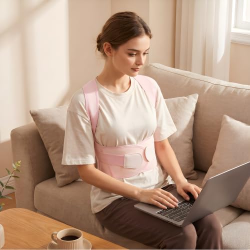Back Posture Corrector for Women - Upper Back Brace Support, Pink 3XL