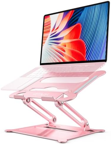 Urmust Adjustable Laptop Stand for Desk, 10-15.6“ Laptop Riser, Pink