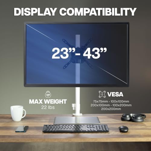 VIVO Black Pole Mount Monitor Arm for 23 to 43 in Screen, MOUNT-POLE43A