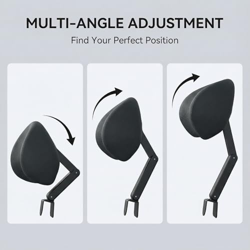1 Pack Headrest Pillow, Office Chair Headrest Attachment, Neck Support for Office Chair, Back Cushion for Desk Chair for Ergonomic Comfort (Black)