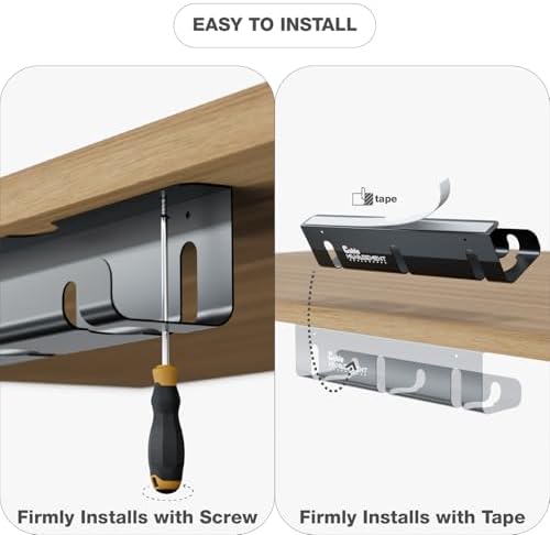 Under Desk Cable Management Tray, 2-Pack 16" Cable Raceway