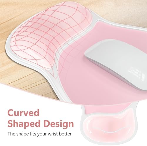 AKIT Ergonomic Gel Mouse Pad and Keyboard Wrist Rest, Non-Slip, Pink